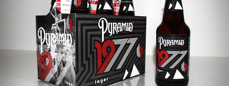 Pyramid Breweries today announced the launch of its 1977 Lager in commemoration of the Portland Trail Blazer's 1977 title run. 1977 is a crisp, bright golden lager with sweet malt notes of bread and toast, and a spicy, herbal hop finish. (PRNewsFoto/Pyramid Breweries)